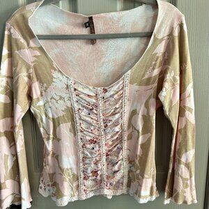 Y2K VINTAGE Language Babydoll Empire Top Size M